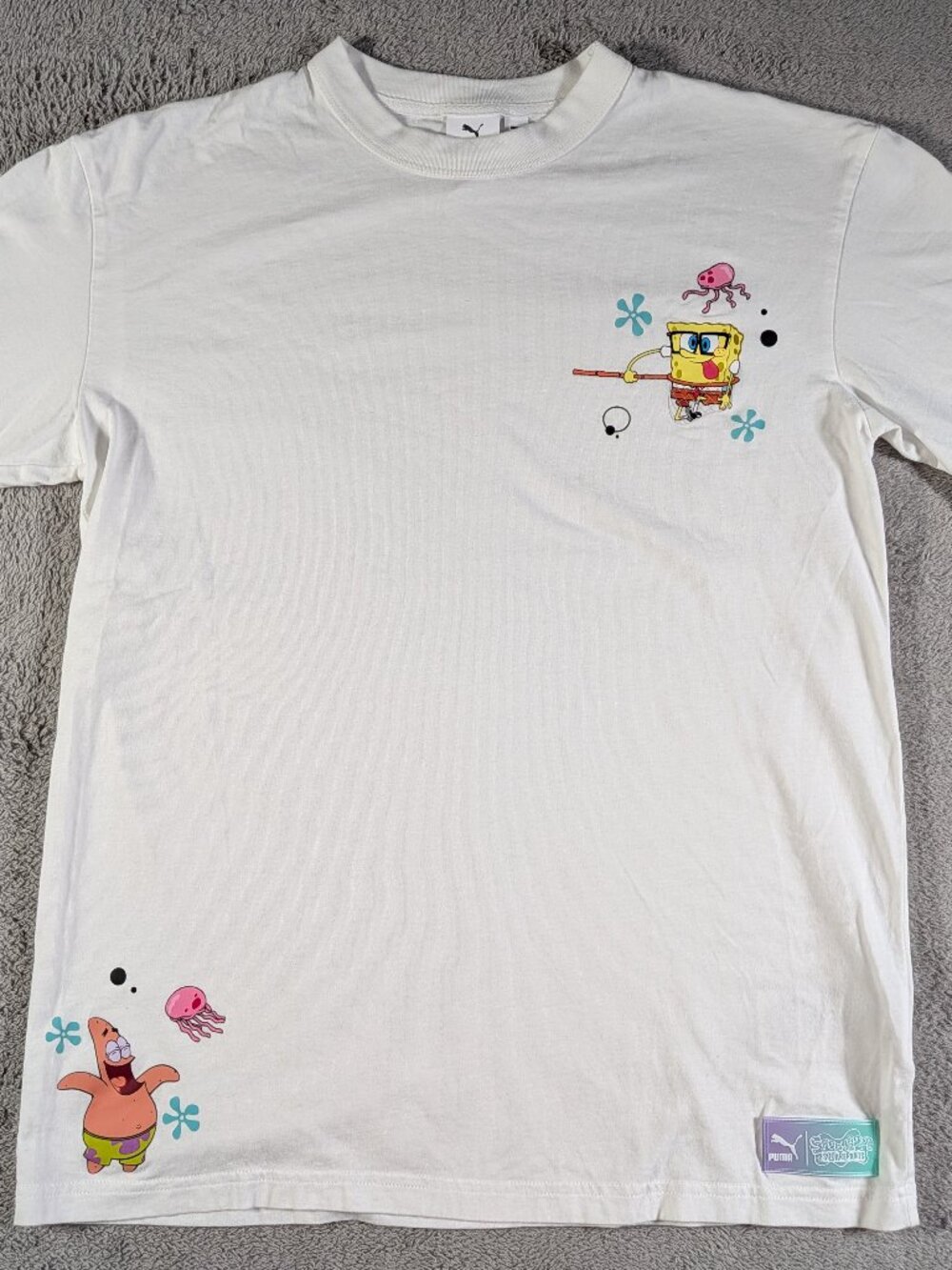 Puma x SpongeBob Collab White Graphic Tee Size Small